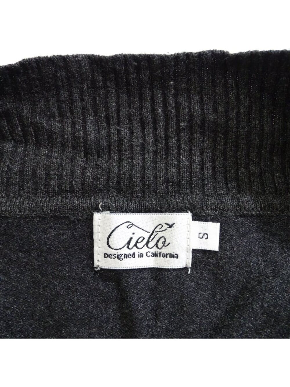 Cielo Open Front Long Knit Cardigan Sweater Charcoal Gray Women Size S Pockets - Picture 5 of 9